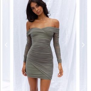 Selfie Leslie Moonrise Crossover Neckline mini dress long sleeve